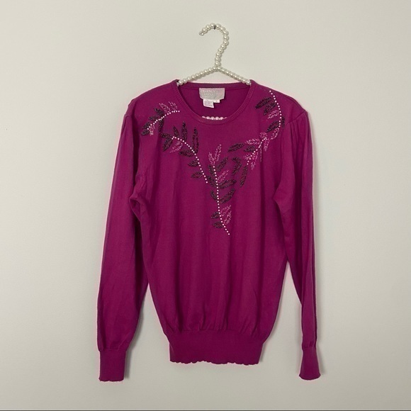 VINTAGE      REGENCY COLLECTION FOR JOYCE BEEDED     SWEATER SIZE L - Picture 2 of 3